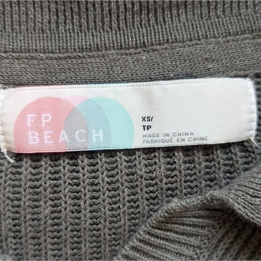 FP Beach Linen Ribbed Polo Dress Rebel Punk Coastal Cowgirl Lagenlook Preppy XS - Picture 3 of 12
